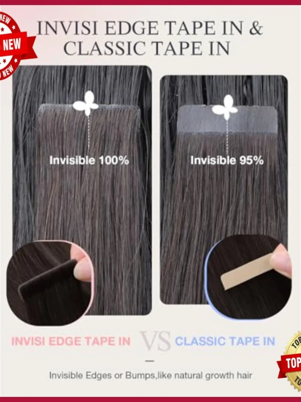 Virgin Human Hair Tape In Extensions 18 Inch Invisible Edge 50g